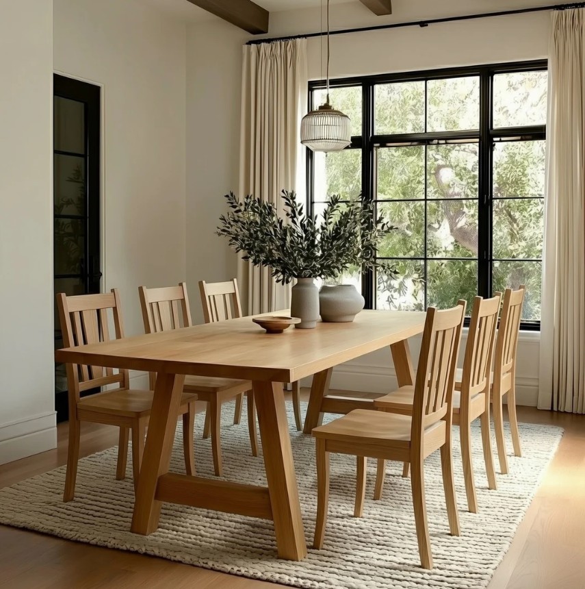 Oak farmhouse dining table