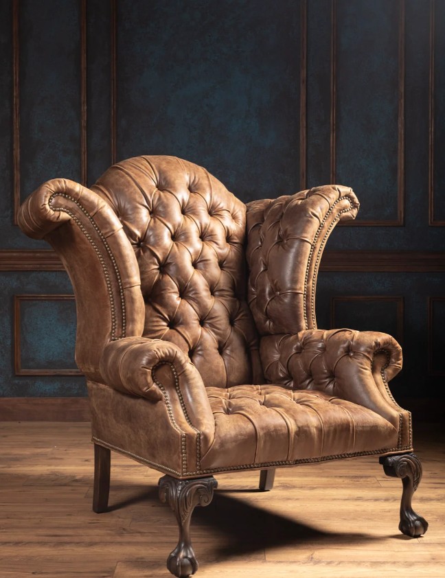 Leather wingback armchair
